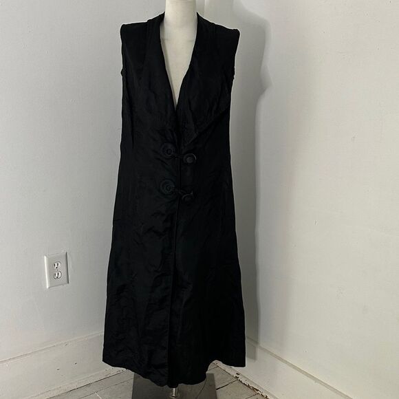 Antique Mourning Era Edwardian Black Duster Overcoat - Picture 1 of 13
